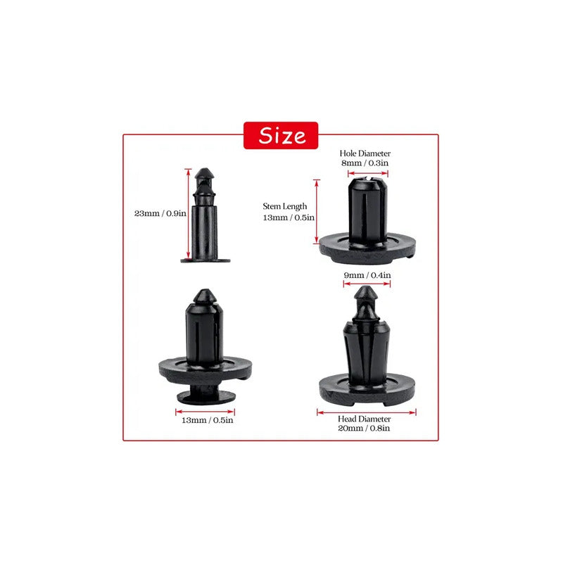10X CLIP PIN PLÁSTICO AJUSTE CARRO RETENEDOR MOTOR REMACHE NEGRO