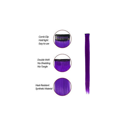 EXTENSIÓN CABELLO LISO SINTÉTICO 22 PULG VIOLETA CLIP VIOLETA