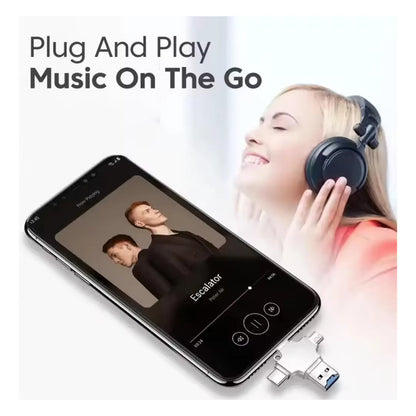 LECTOR TARJETAS MICRO SD 4 EN 1 USB OTG TIPO C LIGHTNING PLATEADO