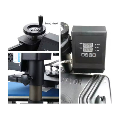 KIT MÁQUINA SUBLIMACIÓN TERMOFIJADORA PRENSA CALOR ESTAMPAR AZUL ACERO 110V