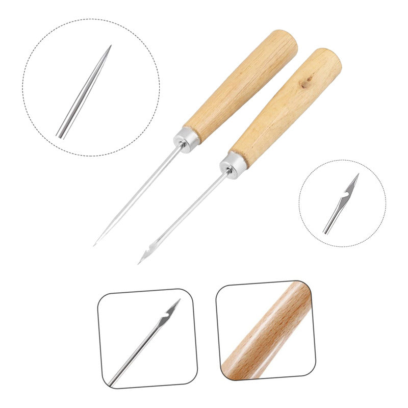 2X PUZÓN HERRAMIENTA MARROQUINERÍA CUERO 14.5 CM