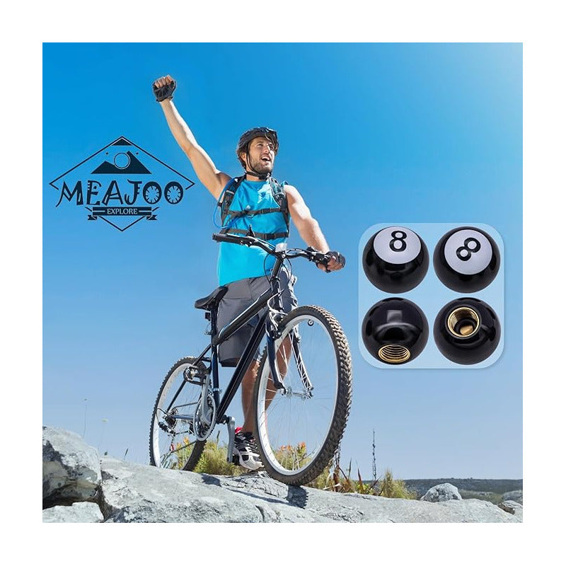 JUEGO TAPA VÁLVULA AIRE LLANTA CARRO MOTO BICI BOLA 8 BILLAR