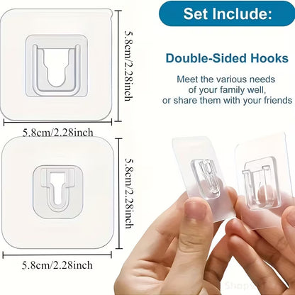 5X GANCHOS ADHESIVOS DOBLE CARA TRANSPARENTE IMPERMEABLE TRANSPARENTE