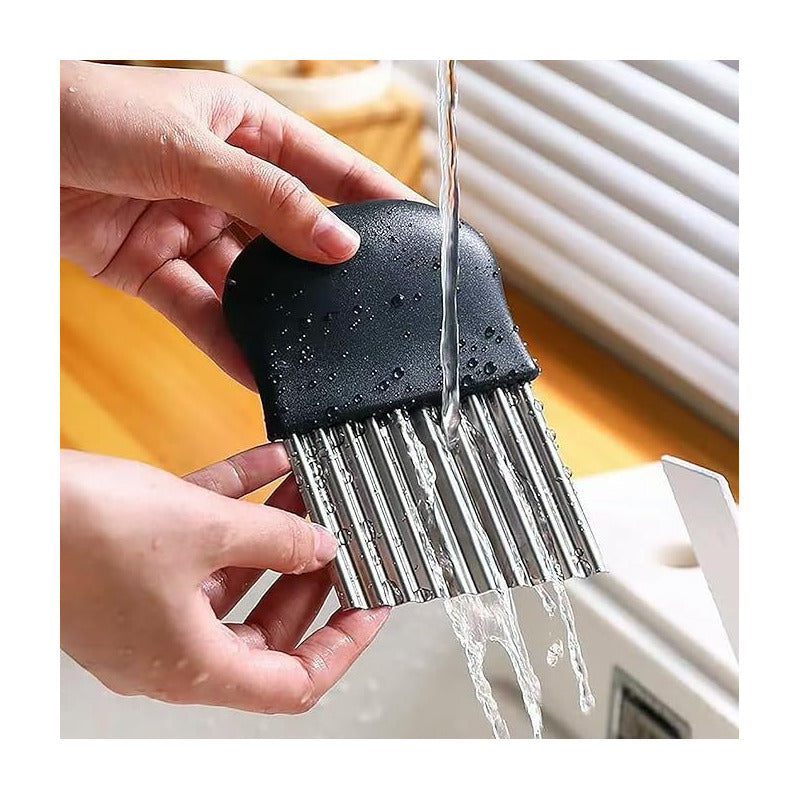 CORTADOR PAPAS RIZADAS VERDURAS FRUTAS ACERO INÓXIDABLE NEGRO