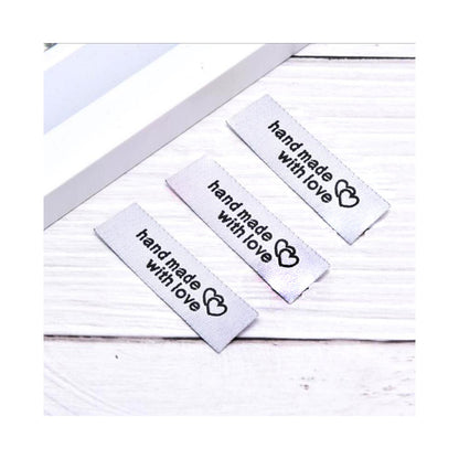 10X ETIQUETA TELA ROPA SASTRERIA MODA HAND MADE WITH LOVE