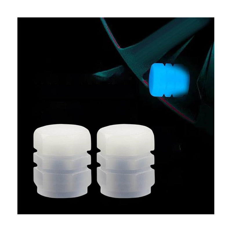 JUEGO TAPA VÁLVULA AIRE LLANTA NEUMÁTICO FLOURESCENTE AZUL