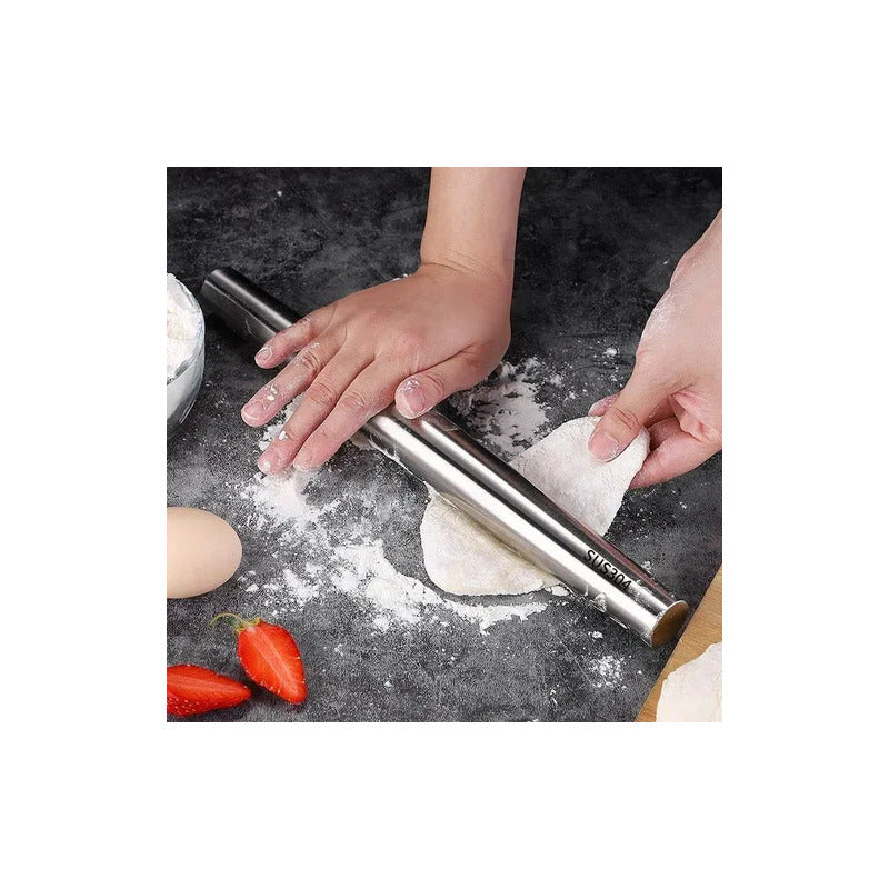 RODILLO ACERO INOXIDABLE 30CMS LIGERO PASTELERÍA PANADERÍA PLATEADO