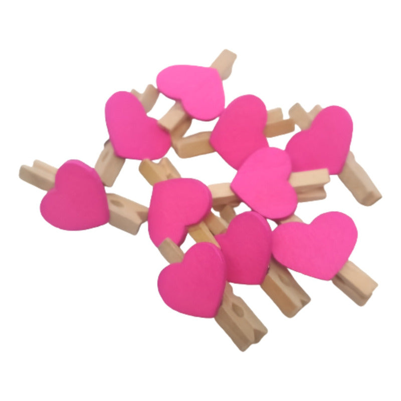10X GANCHOS CORAZÓN DECORACIÓN PAPELERÍA MADERA MANUALIDADES