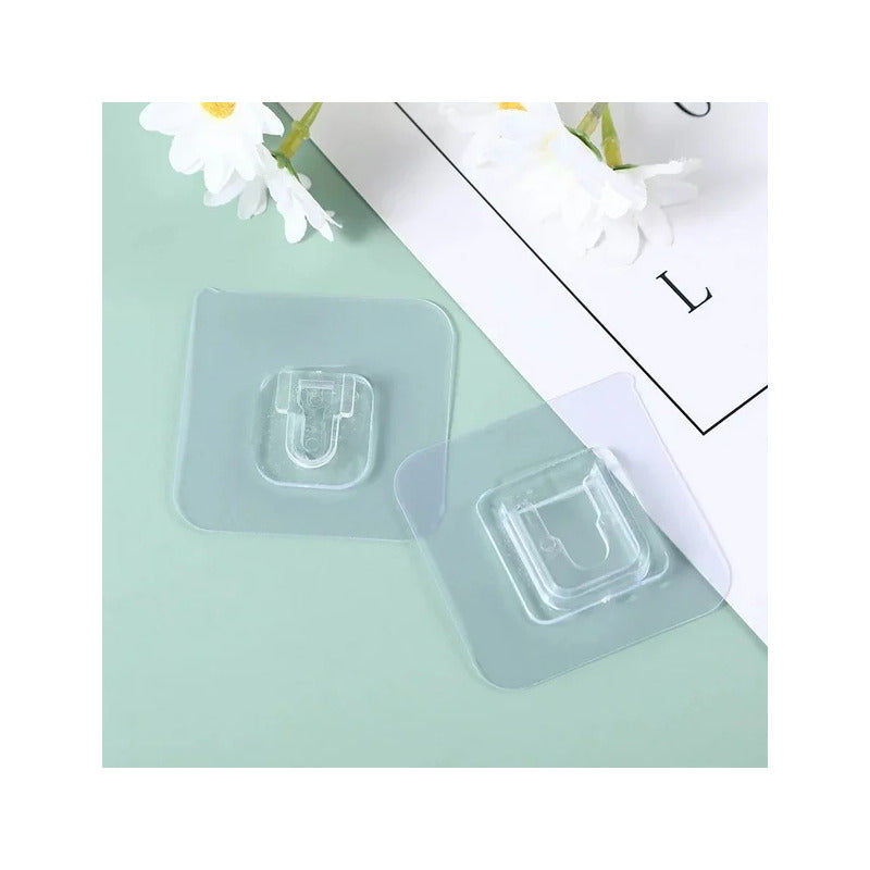 5X GANCHOS ADHESIVOS DOBLE CARA TRANSPARENTE IMPERMEABLE TRANSPARENTE