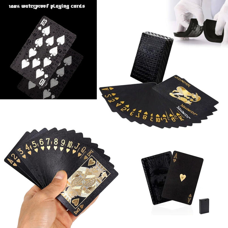JUEGO CARTAS POKER RÍGIDAS IMPERMEABLES NEGRAS LUJO CASINO NEGRO POKER UNIVERSAL