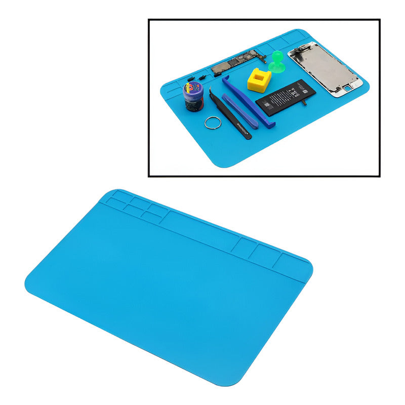 TAPETE ANTIESTATICO REPARACIÓN CELULAR COMPUTADOR ELECTRONIC AZUL CLARO