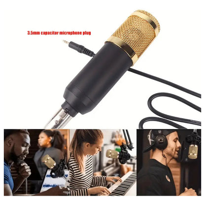 MICRÓFONO CONDENSADOR CAPACITIVO DORADO PRO 3.5MM NEGRO