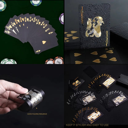 JUEGO CARTAS POKER RÍGIDAS IMPERMEABLES NEGRAS LUJO CASINO NEGRO POKER UNIVERSAL