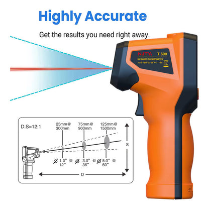 TERMOMETRO DIGITAL INFRARROJO INDUSTRIAL LASER -50° | 600°C