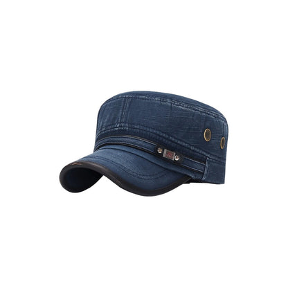 GORRA PLANA TIPO MILITAR AZUL ACERO / JEAN AJUSTABLE FASHION AZUL ACERO AJUSTABLE