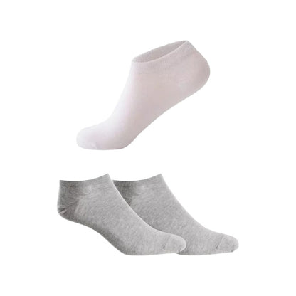 2X PARES MEDIAS TOBILLERAS BLANCAS Y GRISES CALCETINES NEGRO LISO 36-41