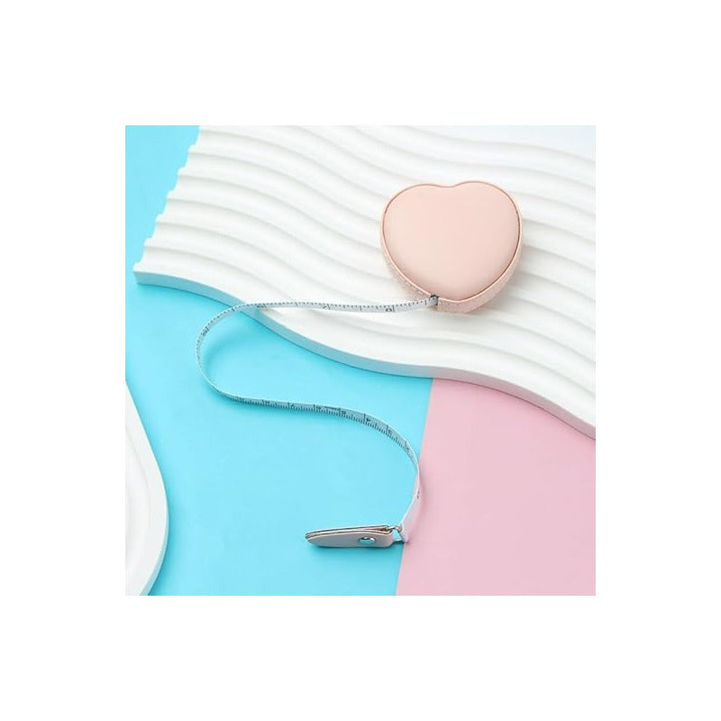 METRO CORPORAL PORTATIL BOLSO CORAZÓN CUERO ROSADO NEGRO