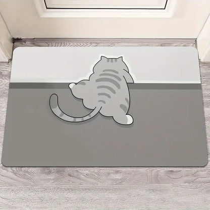 TAPETE HOGAR COCINA ENTRADA CASA ALCOBA GATO GRIS 40X60 60 CM 40 CM GATO GRIS GRIS