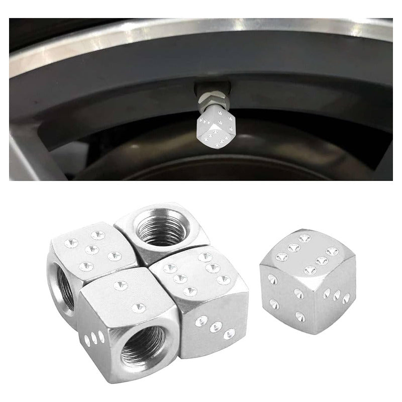 JUEGO TAPA VÁLVULA AIRE NEUMÁTICO LLANTA DADOS ALUMINIO