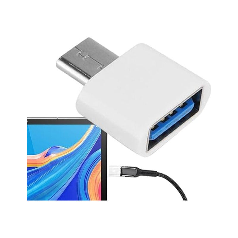 ADAPTADOR CONVERTIDOR USB HEMBRA TIPO C MACHO OTG 3.0 BLANCO BLANCO