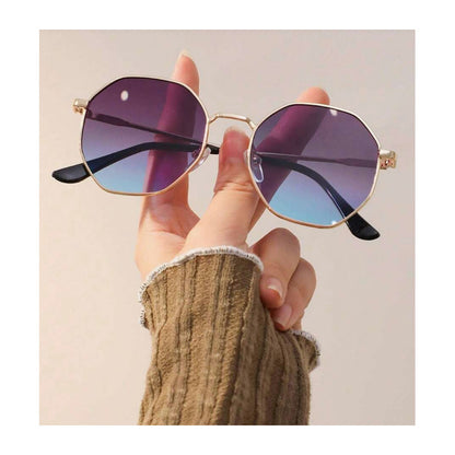 GAFAS SOL POLICARBONATO POLARIZADO REDONDAS FASHION ESTILO REDONDO VIOLETA AZUL DORADO OSCURO DORADO OSCURO