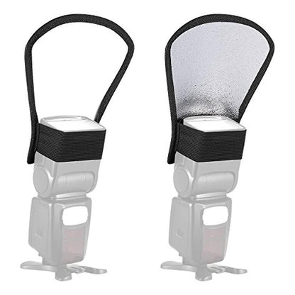 DIFUSOR FLASH DOBLE FAZ PLATEADO BLANCO CANON NIKON SONY