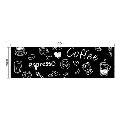 TAPETE COCINA CAFETERIA RESTAURANTE ESPRESSO COFFEE 120X40CM 1.2 M 40 CM MODERNO NEGRO