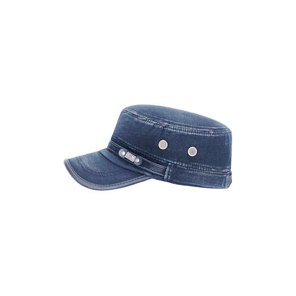 GORRA PLANA TIPO MILITAR AZUL ACERO / JEAN AJUSTABLE FASHION AZUL ACERO AJUSTABLE
