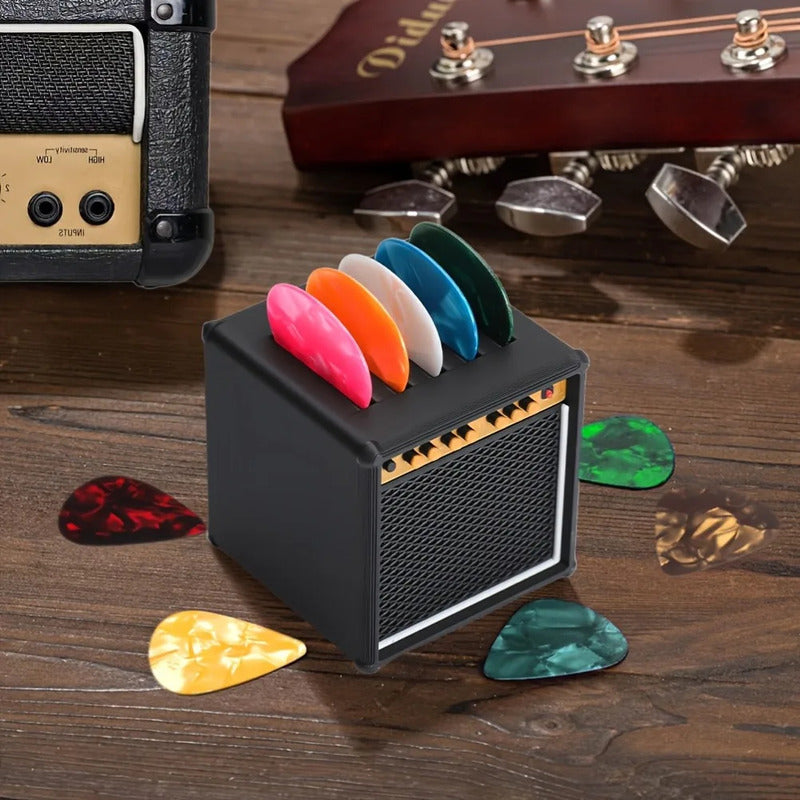 PORTA PUAS PICKS GUITARRA TIPO AMPLIFICADOR SPEAKER NEGRO SMALL