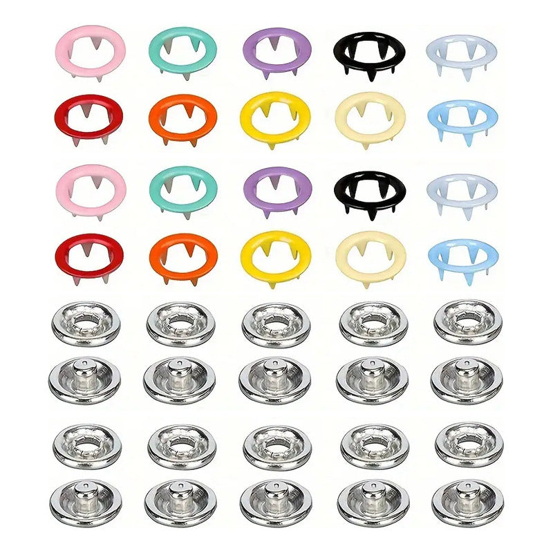 10X BOTONES PRESIÓN METÁLICOS 95MM ROPA JEAN BEBÉ MANUALIDAD COLORES MIXTOS BOTONES PRESION METAL