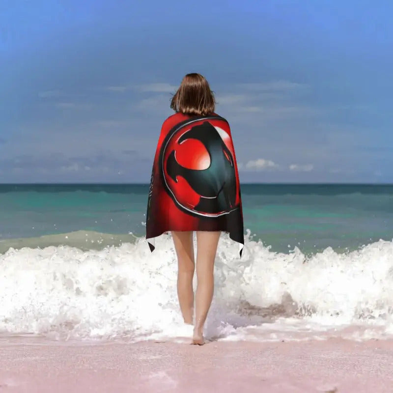 TOALLA PLAYA BAÑO LOGO THUNDERCATS 80X160 CMS NEGRO ROJO LOGO THUNDERCATS