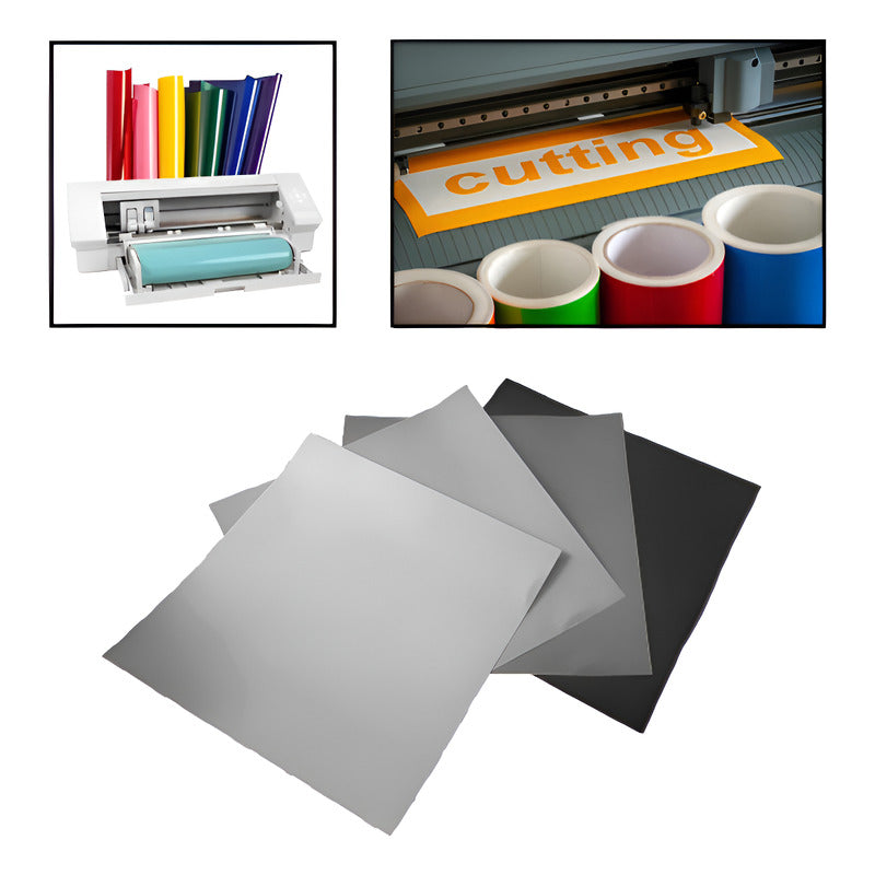 4X VINILO 12  X 12 GAMA ESCALA GRISES MATE ADHESIVO CAMEO MULTICOLOR MATE