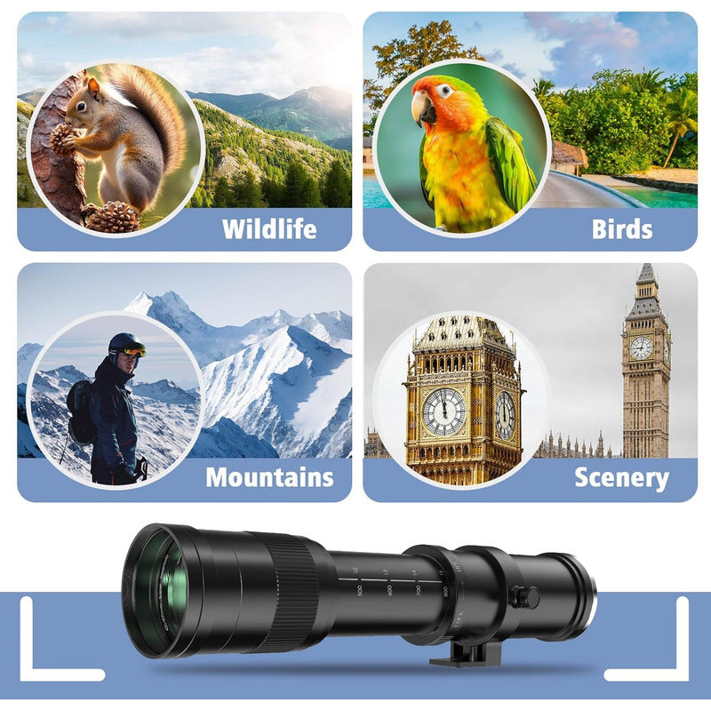 LENTE ZOOM TELEOBJETIVO F8.3 F16 420-800MM T ADAPTADOR EF MONTURA T - ADAPTADOR EF NEGRO