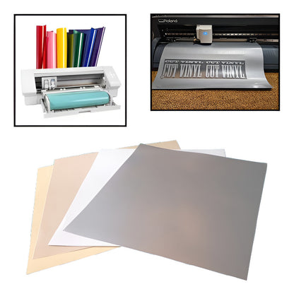 4X VINILO BRILLANTE 12  X 12 GAMA CREMA ADHESIVO CAMEO MULTICOLOR