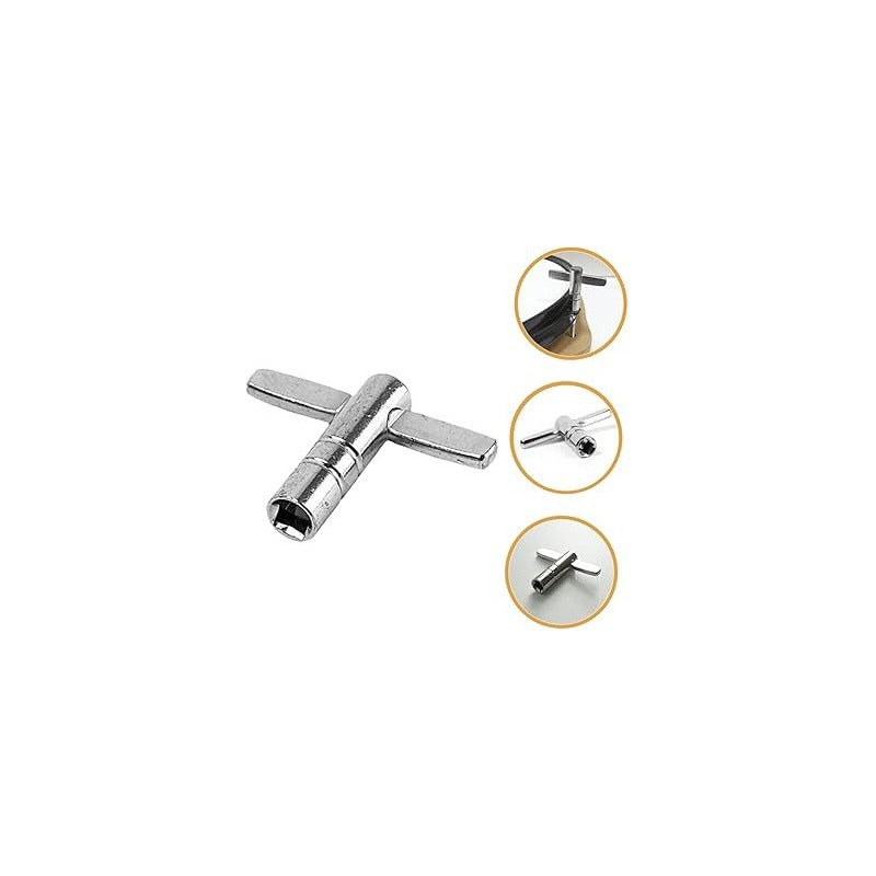 LLAVE AFINACIÓN UNIVERSAL BATERÍA ACÚSTICA REDOBLANTE CAJA PLATEADO