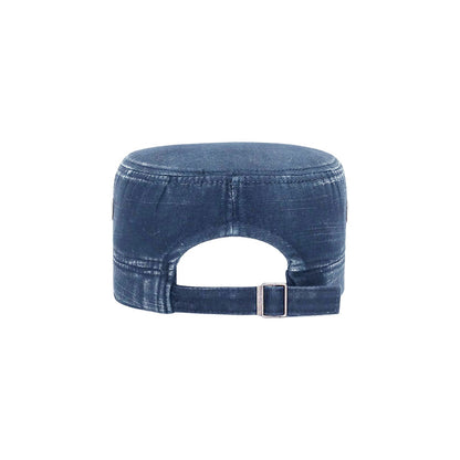 GORRA PLANA TIPO MILITAR AZUL ACERO / JEAN AJUSTABLE FASHION AZUL ACERO AJUSTABLE