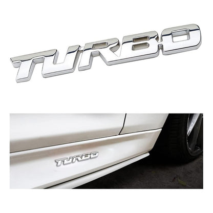 EMBLEMA TURBO METAL 3D ADHESIVO VEHÍCULO INSIGNIA CROMADO