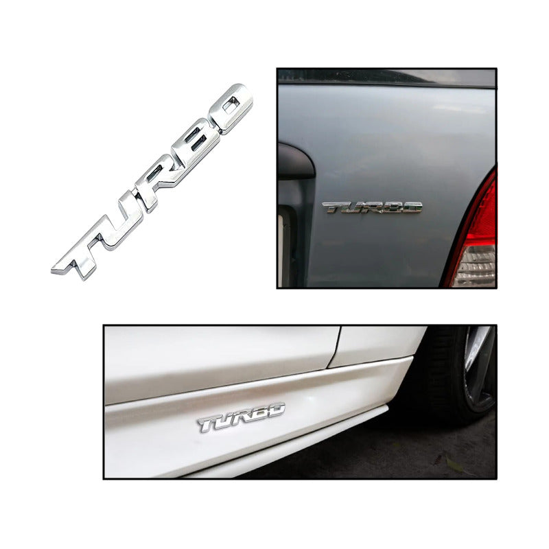 EMBLEMA TURBO METAL 3D ADHESIVO VEHÍCULO INSIGNIA CROMADO
