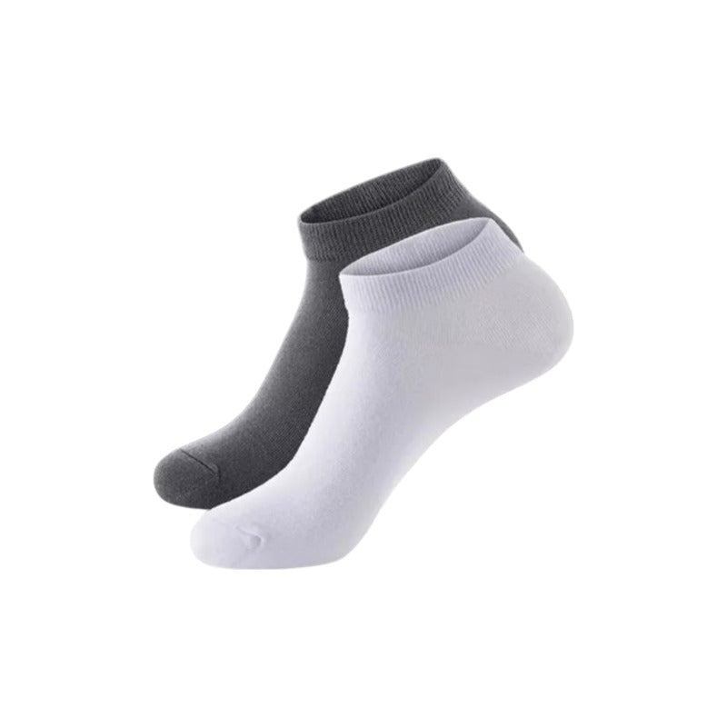2X PARES MEDIAS TOBILLERAS BLANCAS Y GRISES CALCETINES NEGRO LISO 36-41