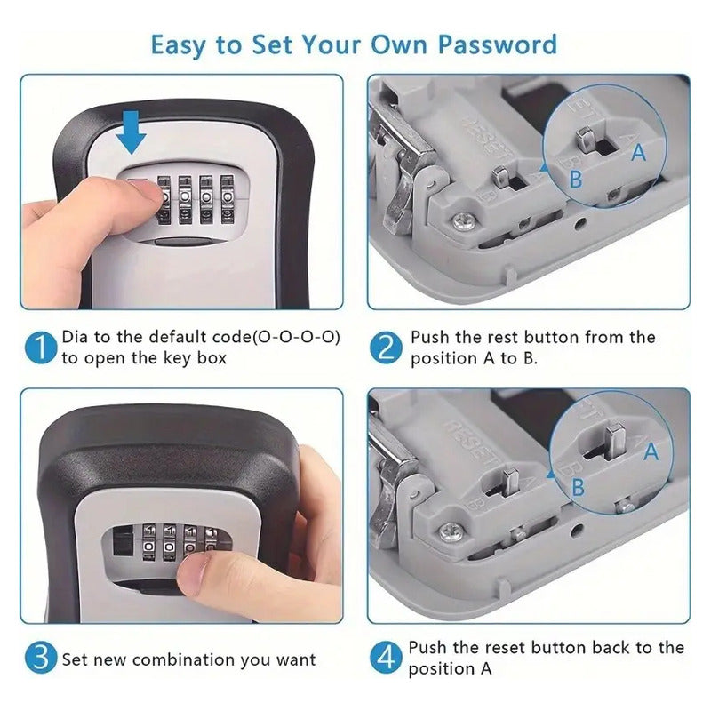 PORTA LLAVES CANDADO CLAVE SEGURIDAD PARED EMPRESAS NEGRO