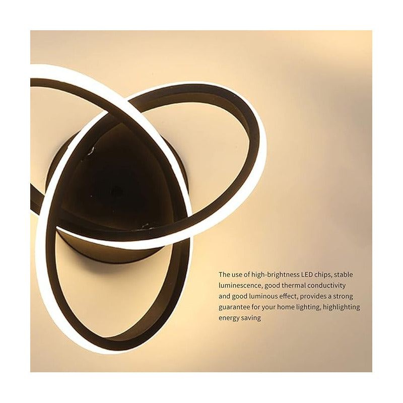 LAMPARA TECHO LUZ LED TIPO TREBOL 25W MARCO NEGRO SALA 110/220V NEGRO