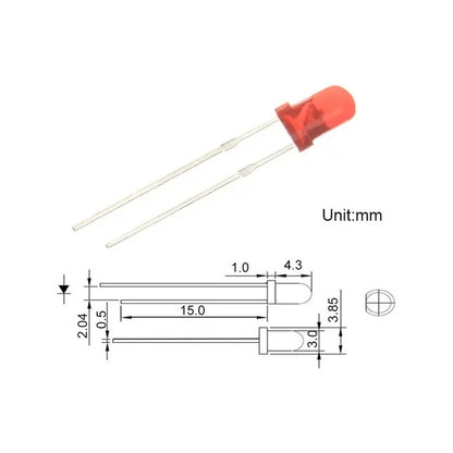 10X LUZ LED DIODO 3MM ROJO 20MA 1.9-2.1V 3000-4000MCD 1.9-2.1 ROJO