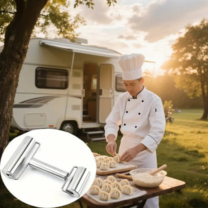 RODILLO DOBLE ACERO INOXIDABLE PASTELERÍA PANADERÍA COCINA PLATEADO