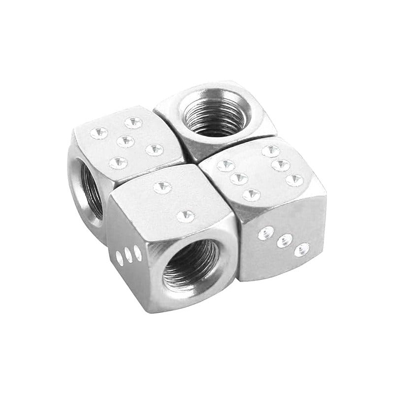 JUEGO TAPA VÁLVULA AIRE NEUMÁTICO LLANTA DADOS ALUMINIO