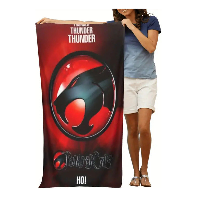 TOALLA PLAYA BAÑO LOGO THUNDERCATS 80X160 CMS NEGRO ROJO LOGO THUNDERCATS