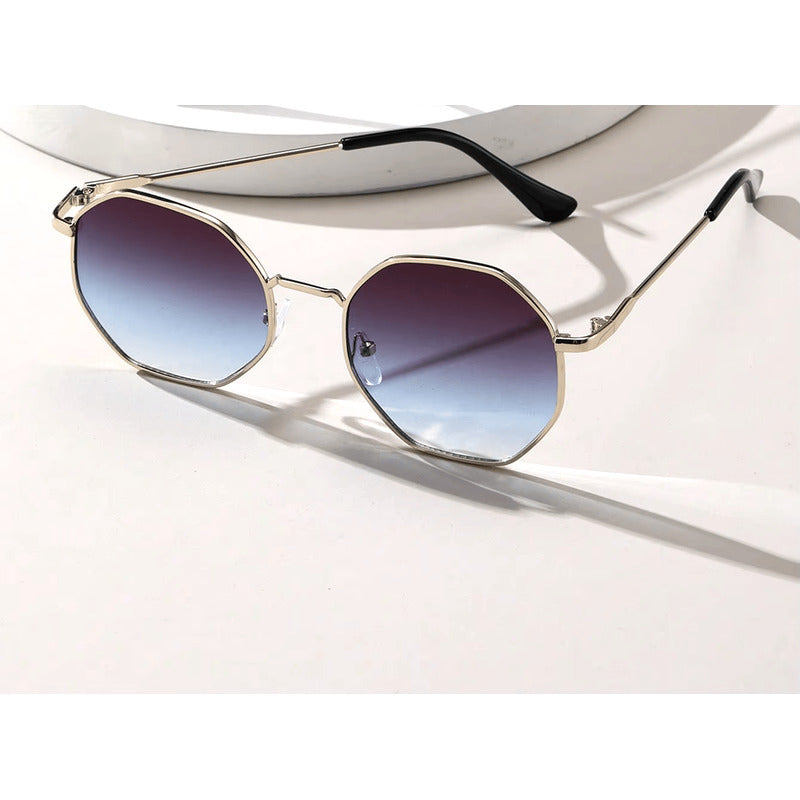 GAFAS SOL POLICARBONATO POLARIZADO REDONDAS FASHION ESTILO REDONDO VIOLETA AZUL DORADO OSCURO DORADO OSCURO