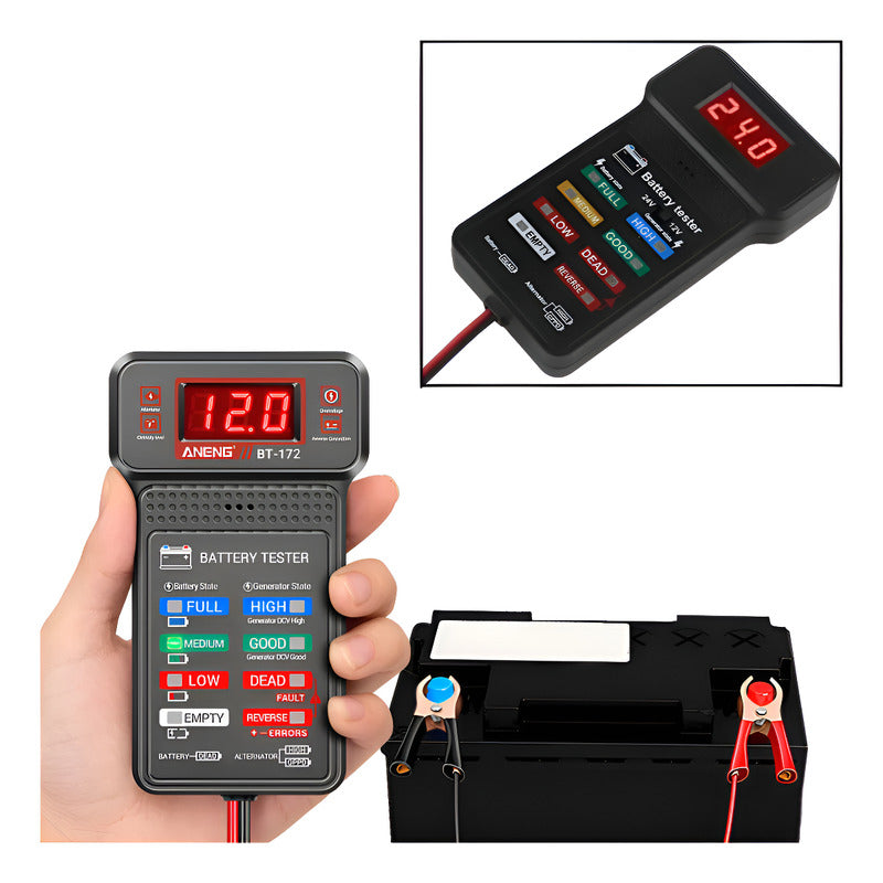 PROBADOR BATERIA MULTIFUNCIONAL ANENG BT-171 PANTALLA LED 12V