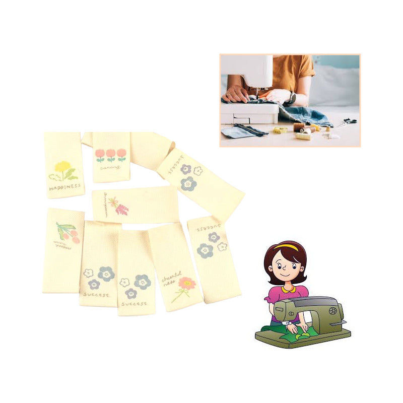 10X ETIQUETA TELA ROPA SASTRERÍA MODA DISEÑOS FLORALES