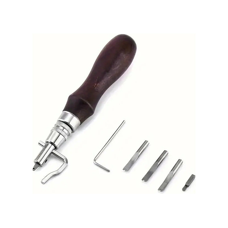 KIT HERRAMIENTAS CUERO MARROQUINERÍA 7 EN 1 ARTESANÍAS BORDÓ