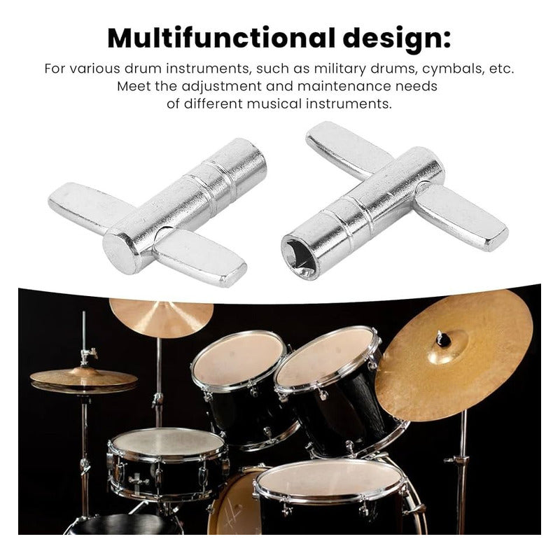 LLAVE AFINACIÓN UNIVERSAL BATERÍA ACÚSTICA REDOBLANTE CAJA PLATEADO